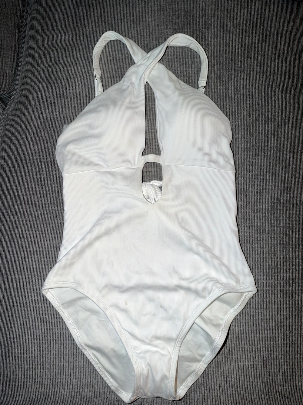 Women’s White One-Piece Swimsuit with Front Keyhole